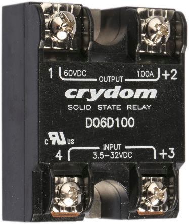 Sensata/Crydom D06D Series Solid State Relay, 100 A Load, Surface Mount, 60 V dc Load, 32 V Control, D06D100
