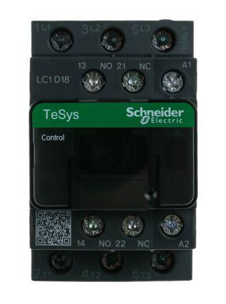 Schneider Electric TeSys D LC1D Contactor, 230 V ac Coil, 3 Pole, 18 A, 7.5 kW, 3NO