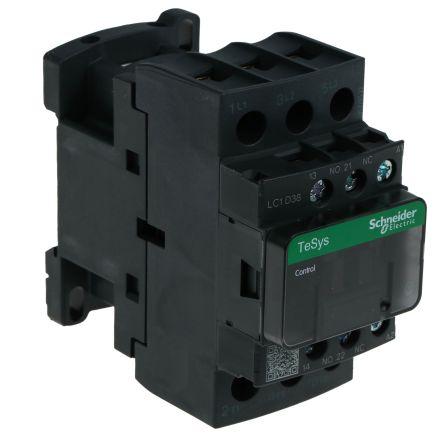 Schneider Electric TeSys D LC1D Contactor, 110 V ac Coil, 3 Pole, 38 A, 18.5 kW, 110 V Control, 3NO