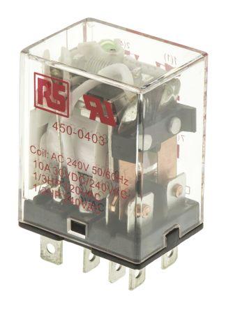 LED INDICATING RELAY, 10A DPDT 240VAC