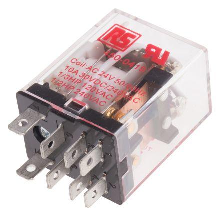 LED INDICATING RELAY, 10A DPDT 24VAC