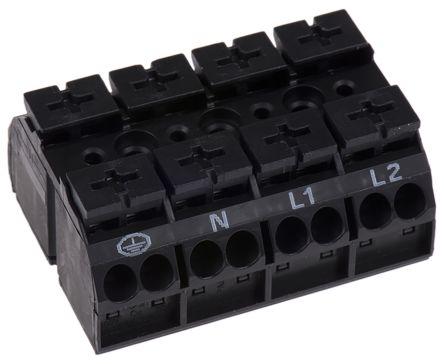 WAGO 862 Series Terminal Strip, 4-Way, 32A, 20 - 12 AWG, Wire, Push-In Cage Clamp Termination