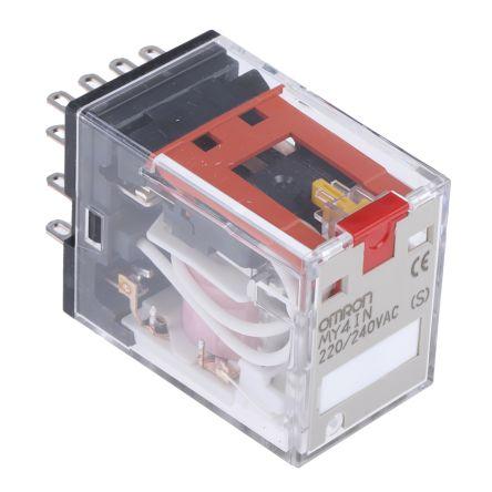 4PDT STD RELAY W/LED & BUTTON,220/240VAC