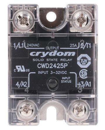 Sensata/Crydom CW24 Series Solid State Relay, 25 A rms Load, Panel Mount, 280 V rms Load, 32 V Control, CWD2425P