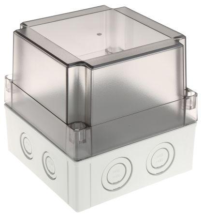 Fibox Grey Polycarbonate Enclosure, IP66, IP67, Clear Lid, 130 x 130 x 125mm