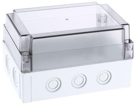 Fibox Grey Polycarbonate Enclosure, IP66, IP67, Clear Lid, 180 x 130 x 100mm