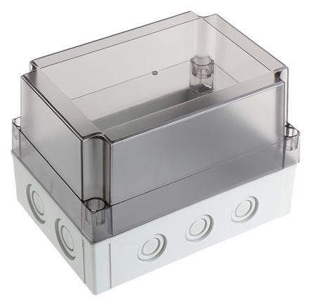 Fibox Grey Polycarbonate Enclosure, IP66, IP67, Clear Lid, 180 x 130 x 125mm