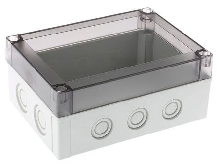 Fibox Grey Polycarbonate Enclosure, IP66, IP67, Clear Lid, 180 x 130 x 75mm