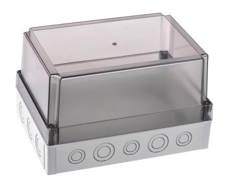 Fibox Grey Polycarbonate Enclosure, IP66, IP67, Clear Lid, 255 x 180 x 150mm