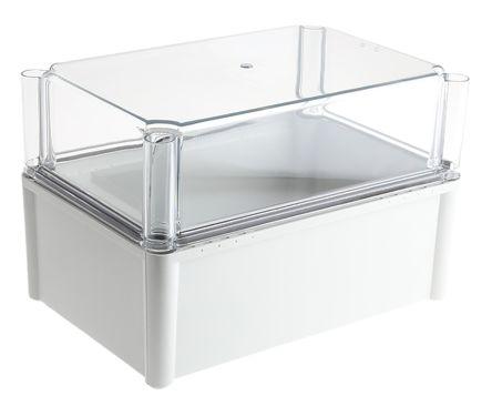 Fibox SOLID PC Series Grey Polycarbonate Enclosure, IP66, IP67, Transparent Lid, 278 x 188 x 180mm