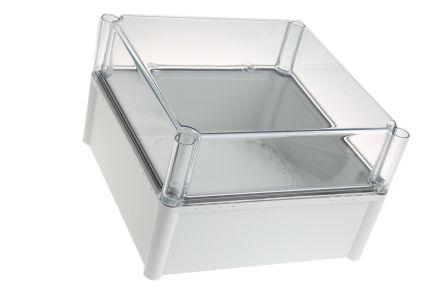 Fibox SOLID PC Series Grey Polycarbonate Enclosure, IP66, IP67, Transparent Lid, 278 x 278 x 180mm