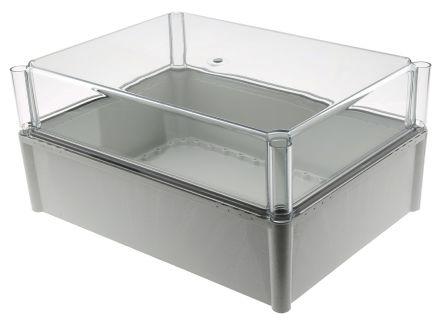 Fibox SOLID PC Series Grey Polycarbonate Enclosure, IP67, Transparent Lid, 378 x 278 x 180mm