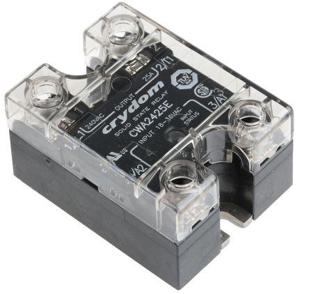 Sensata/Crydom CW24 Series Solid State Relay, 25 A rms Load, Panel Mount, 280 V rms Load, 36 V rms Control, CWA2425E