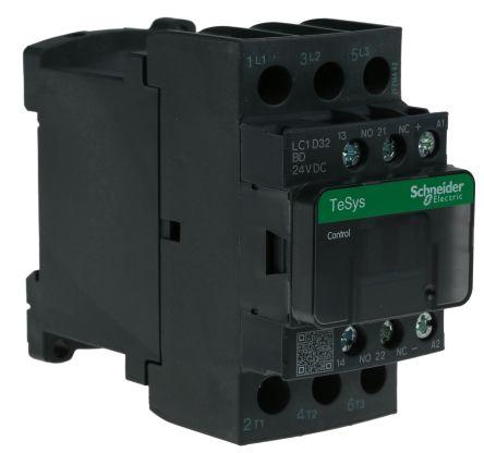 Schneider Electric TeSys D LC1D Contactor, 24 V dc Coil, 3 Pole, 32 A, 15 kW, 3NO