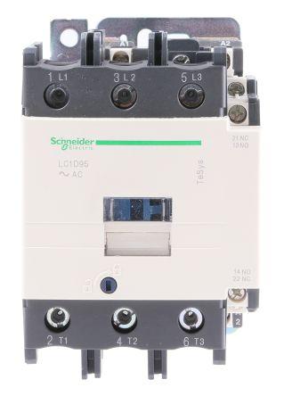 Schneider Electric TeSys D LC1D Contactor, 115 V ac Coil, 3 Pole, 95 A, 45 kW, 3NO