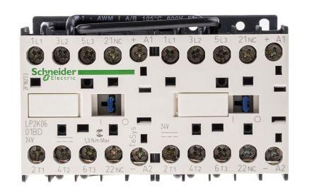 Schneider Electric TeSys K LP2K Contactor, 24 V dc Coil, 3 Pole, 6 A, 3 kW, 3NO