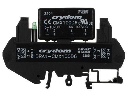 Sensata/Crydom DRA Series Solid State Interface Relay, 10 V dc Control, 6 A Load, DIN Rail Mount, DRA1-CMX100D6