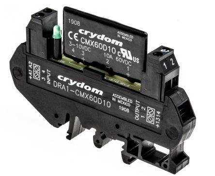 Sensata/Crydom DRA1 CMX Series Solid State Interface Relay, 10 V dc Control, 8 A Load, DIN Rail Mount, DRA1-CMX60D10