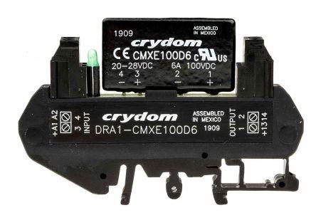 Sensata/Crydom DRA1 CMX Series Solid State Interface Relay, 28 V dc Control, 6 A Load, DIN Rail Mount, DRA1-CMXE100D6