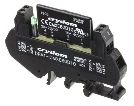 Sensata/Crydom DRA1 CMX Series Solid State Interface Relay, 28 V dc Control, 8 A Load, DIN Rail Mount, DRA1-CMXE60D10