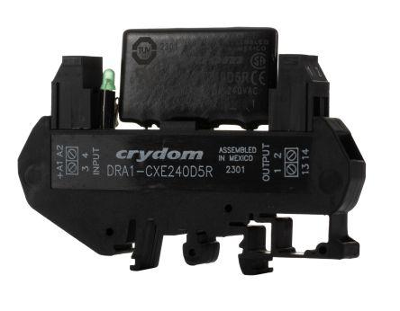 Sensata/Crydom DRA Series Series Solid State Interface Relay, 32 V dc Control, 5 A rms Load, DIN Rail Mount, DRA1-CXE240D5R