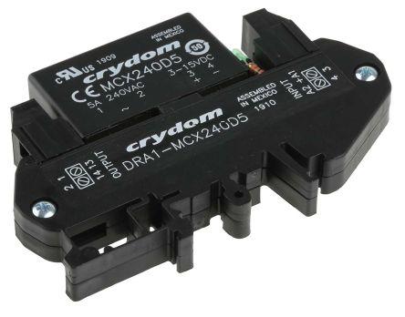 Sensata/Crydom DRA1-MCX Series Solid State Interface Relay, 15 V dc Control, 5 A rms Load, DIN Rail Mount, DRA1-MCX240D5