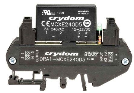 Sensata/Crydom DRA1-MCX Series Solid State Interface Relay, 32 V dc Control, 5 A rms Load, DIN Rail Mount, DRA1-MCXE240D5