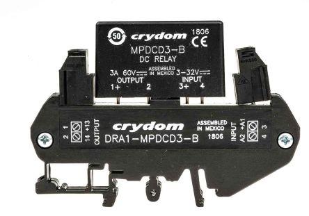 Sensata/Crydom DRA1-MP Series Solid State Interface Relay, 32 V dc Control, 3 A Load, DIN Rail Mount, DRA1-MPDCD3-B