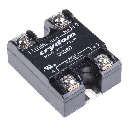 Sensata/Crydom 1-DC Series Solid State Relay, 80 A Load, Surface Mount, 100 V Load, 32 V Control, D1D80