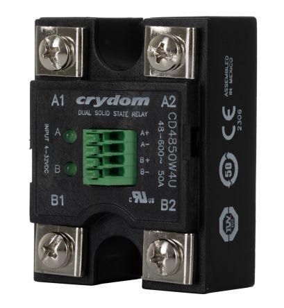 Sensata/Crydom Evolution Dual Series Solid State Relay, 50 A rms Load, Panel Mount, 600 V ac Load, 32 V Control, CD4850W4U