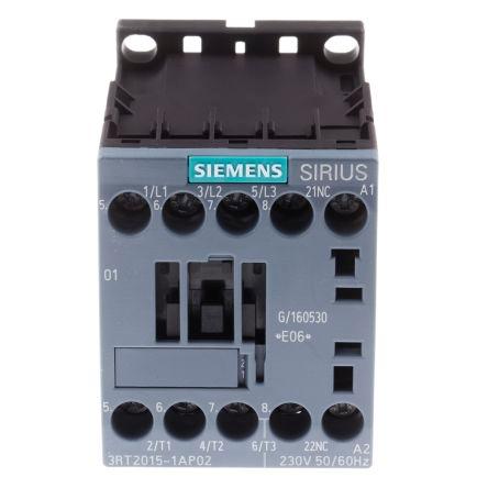 Siemens SIRIUS Innovation 3RT2 Contactor, 230 V ac Coil, 3 Pole, 7 A, 3 kW, 3NO