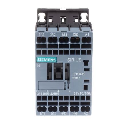 Siemens SIRIUS Innovation 3RT2 Contactor, 24 V ac Coil, 3 Pole, 7 A, 3 kW, 3NO