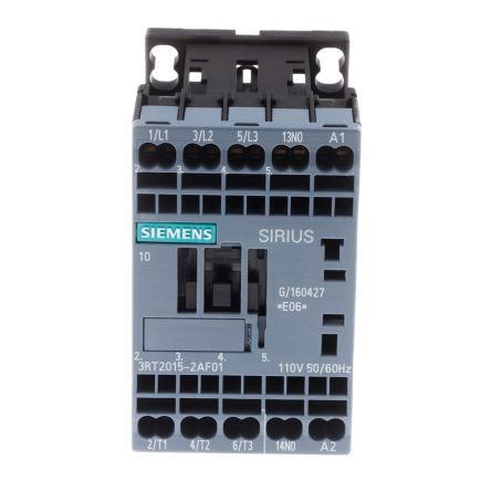 Siemens SIRIUS Innovation 3RT2 Contactor, 110 V ac Coil, 3 Pole, 7 A, 3 kW, 3NO