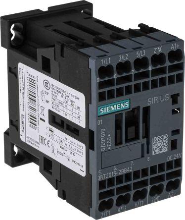 Siemens SIRIUS Innovation 3RT2 Contactor, 24 V dc Coil, 3 Pole, 7 A, 3 kW, 3NO