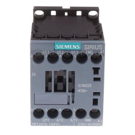 Siemens SIRIUS Innovation 3RT2 Contactor, 230 V ac Coil, 3 Pole, 9 A, 4 kW, 3NO