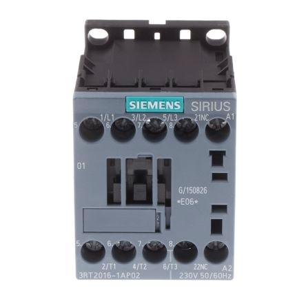 Siemens SIRIUS Innovation 3RT2 Contactor, 230 V ac Coil, 3 Pole, 9 A, 4 kW, 3NO