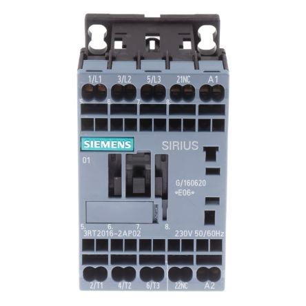 Siemens SIRIUS Innovation 3RT2 Contactor, 230 V ac Coil, 3 Pole, 9 A, 4 kW, 3NO