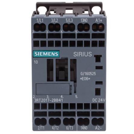 Siemens SIRIUS Innovation 3RT2 Contactor, 24 V dc Coil, 3 Pole, 12 A, 5.5 kW, 3NO