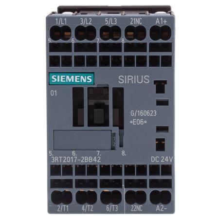 Siemens SIRIUS Innovation 3RT2 Contactor, 24 V dc Coil, 3 Pole, 12 A, 5.5 kW, 3NO