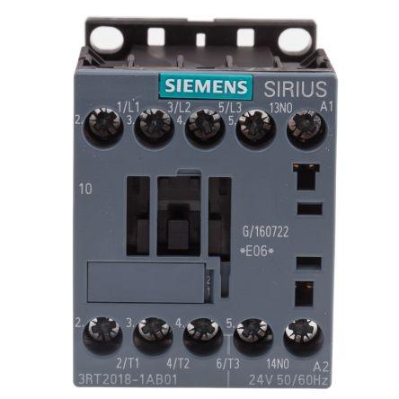 Siemens SIRIUS Innovation 3RT2 Contactor, 24 V ac Coil, 3 Pole, 16 A, 7.5 kW, 3NO