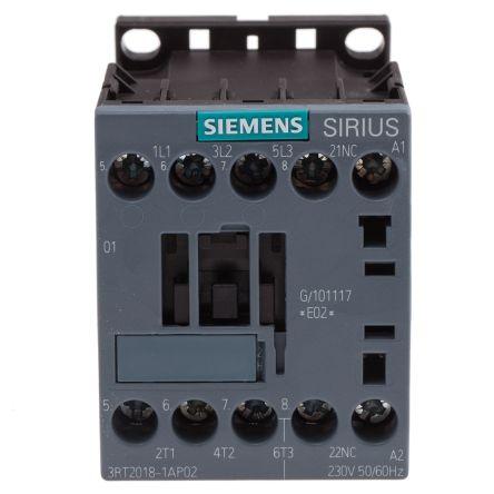 Siemens SIRIUS Innovation 3RT2 Contactor, 230 V ac Coil, 3 Pole, 16 A, 7.5 kW, 3NO