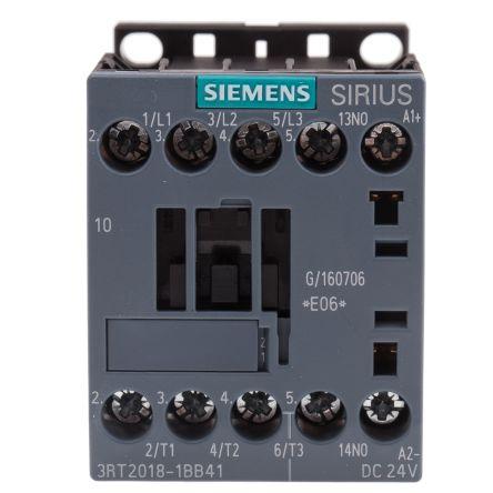 Siemens SIRIUS Innovation 3RT2 Contactor, 24 V dc Coil, 3 Pole, 16 A, 7.5 kW, 3NO