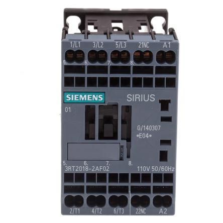 Siemens SIRIUS Innovation 3RT2 Contactor, 110 V ac Coil, 3 Pole, 16 A, 7.5 kW, 3NO