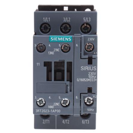 Siemens SIRIUS Innovation 3RT2 Contactor, 230 V ac Coil, 3 Pole, 9 A, 4 kW, 3NO