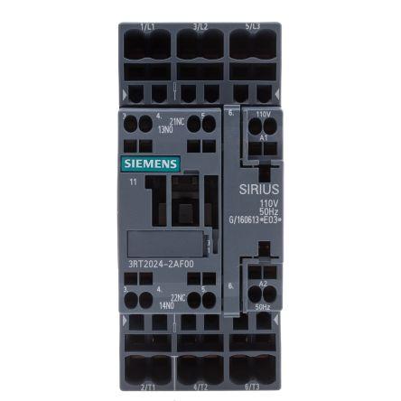 Siemens SIRIUS Innovation 3RT2 Contactor, 110 V ac Coil, 3 Pole, 12 A, 5.5 kW, 3NO