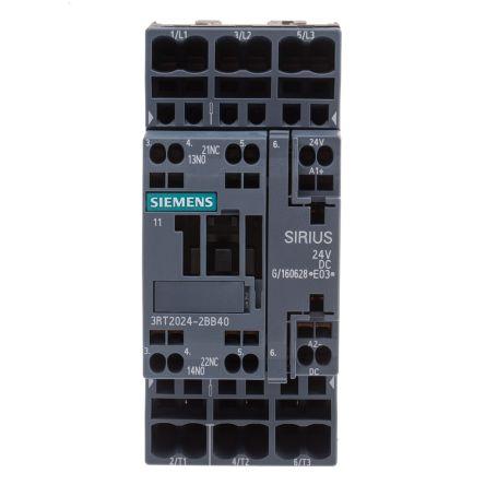 Siemens SIRIUS Innovation 3RT2 Contactor, 24 V dc Coil, 3 Pole, 12 A, 5.5 kW, 3NO