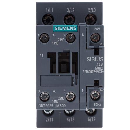 Siemens SIRIUS Innovation 3RT2 Contactor, 24 V ac Coil, 3 Pole, 16 A, 7.5 kW, 3NO