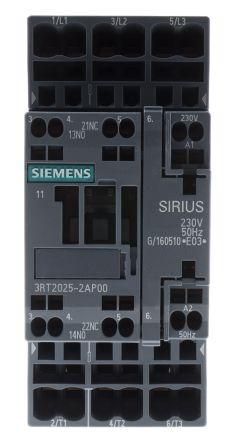 Siemens SIRIUS Innovation 3RT2 Contactor, 230 V ac Coil, 3 Pole, 16 A, 7.5 kW, 3NO