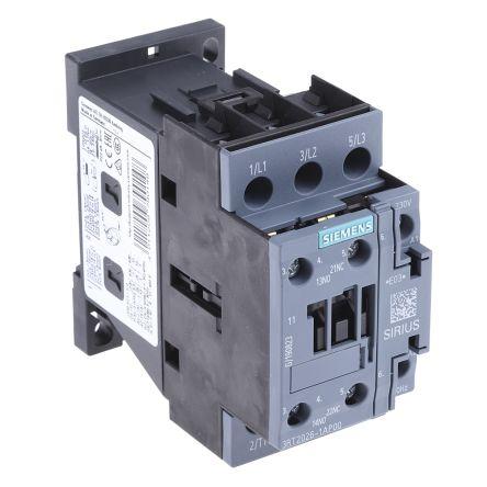 Siemens SIRIUS Innovation 3RT2 Contactor, 230 V ac Coil, 3 Pole, 25 A, 11 kW, 3NO