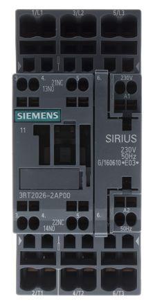 Siemens SIRIUS Innovation 3RT2 Contactor, 230 V ac Coil, 3 Pole, 25 A, 11 kW, 3NO